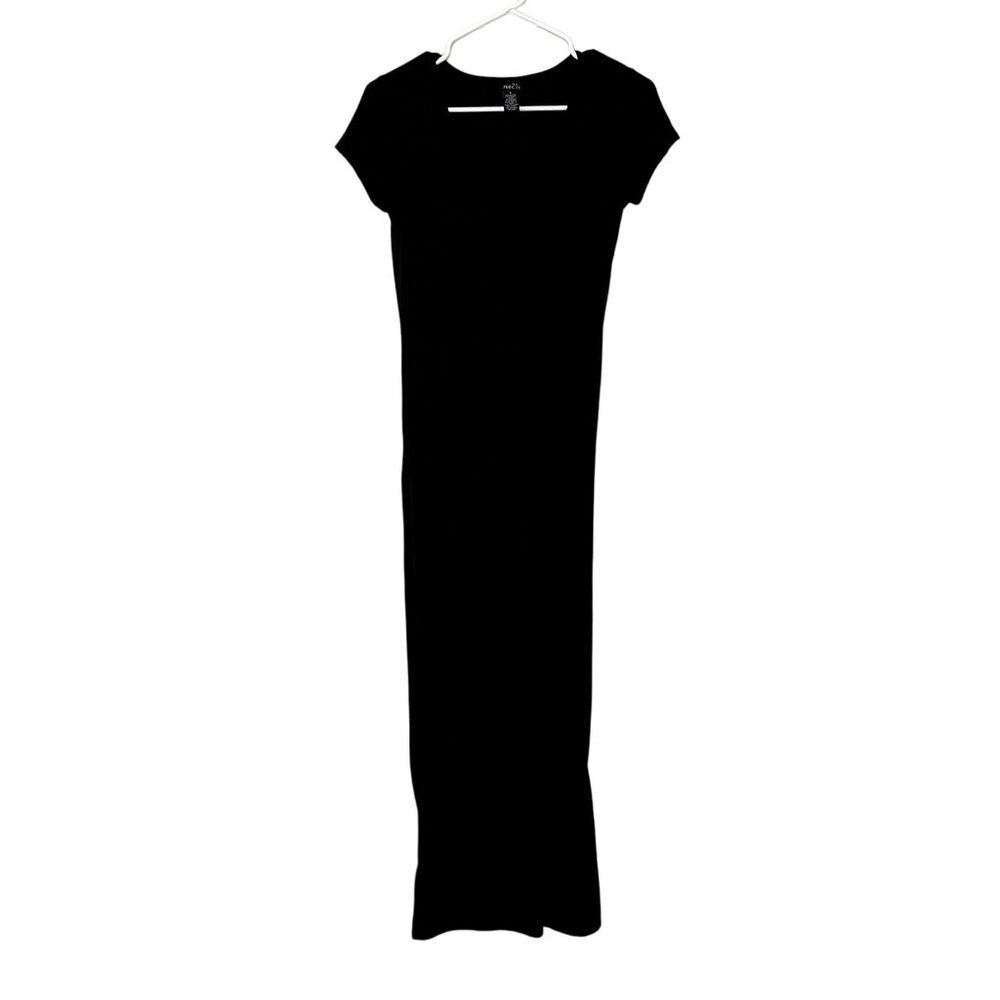 Rue21 black short sleeved summer maxi dress side slits bodycon dress casual